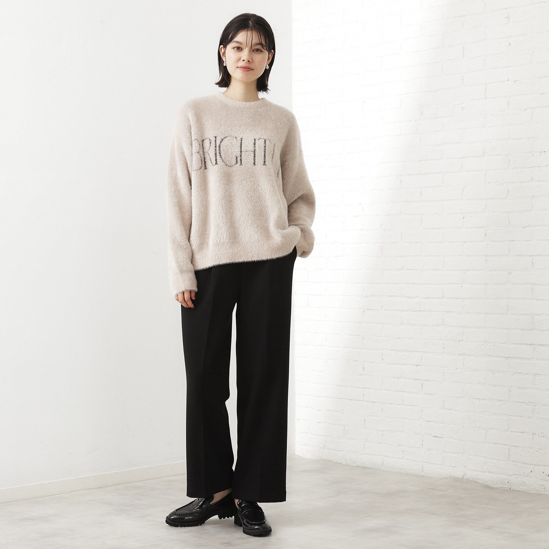 THE SHOP TK「ベルベットフェザー ロゴニットプルオーバー」|Tシャツ・カットソー|