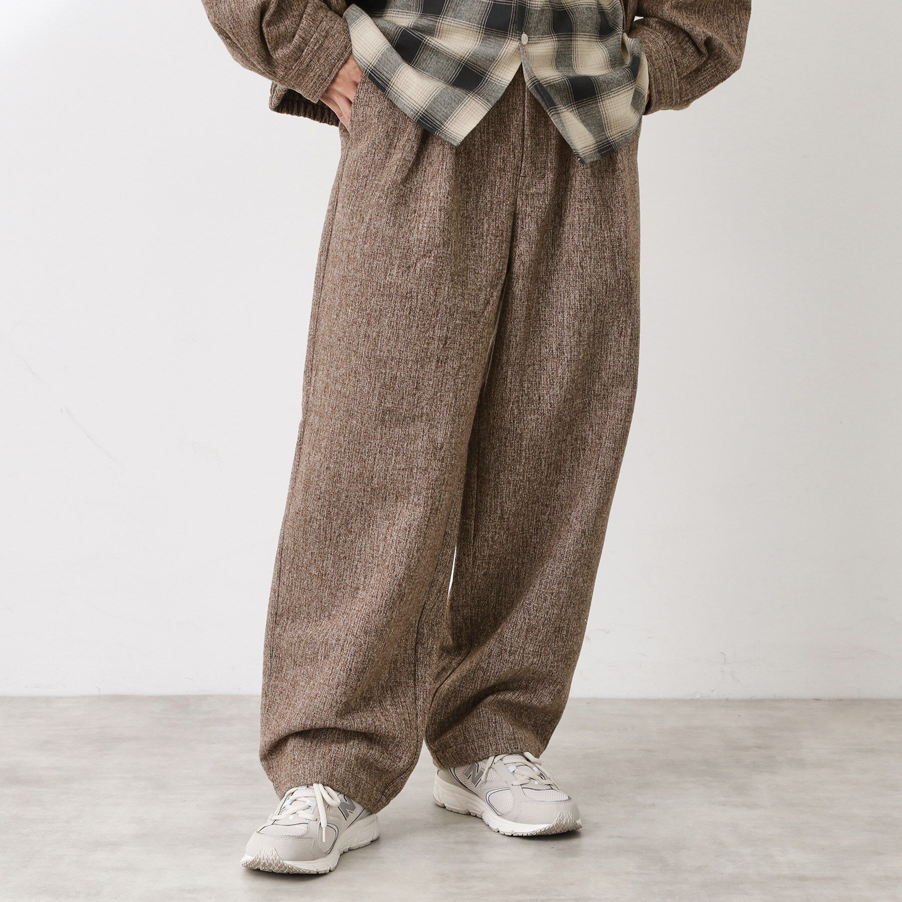 THE SHOP TK「ツイードワイドパンツ 【洗濯機OK／セットアップ可】」|その他|キャメルブラウン(4