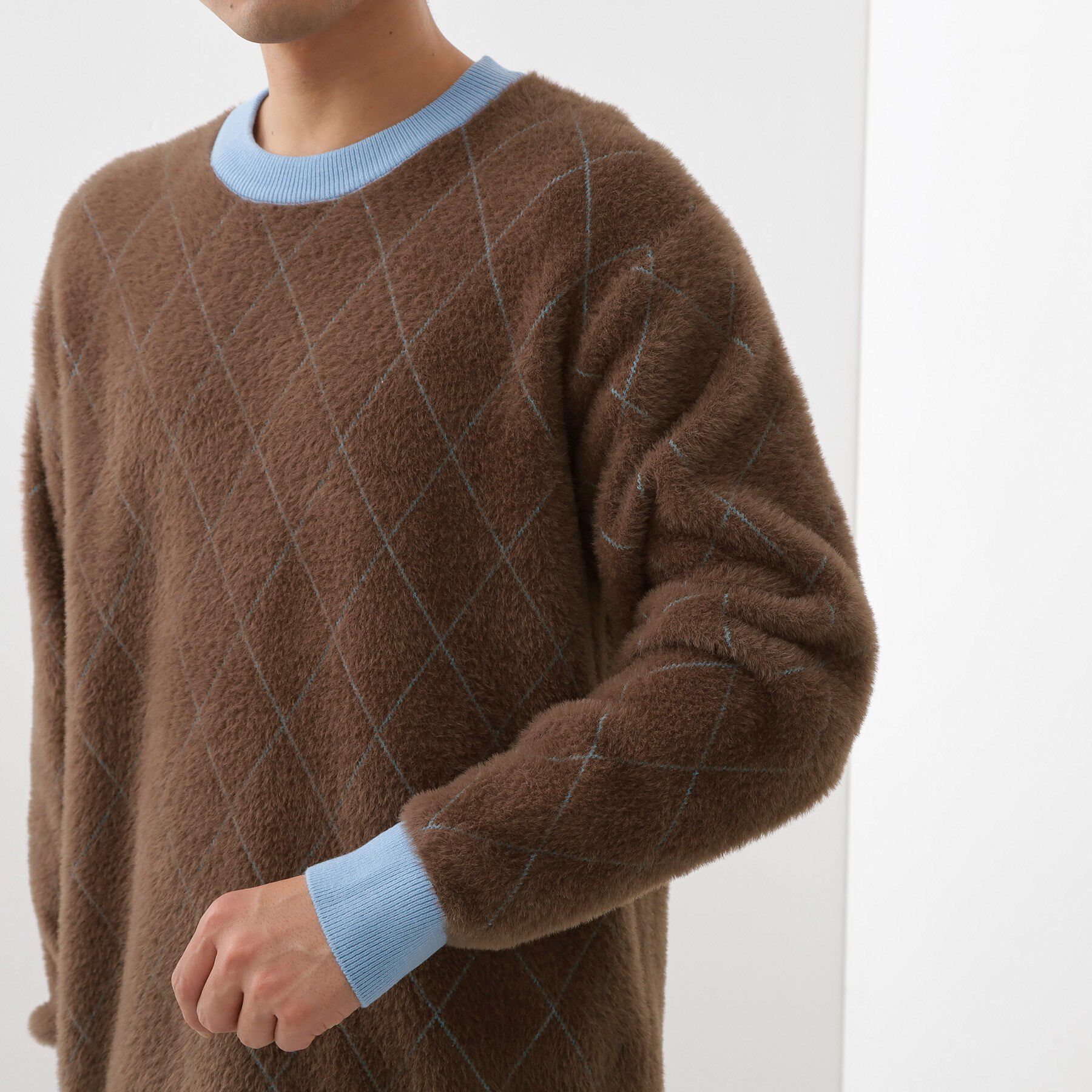 THE SHOP TK「【ふんわり心地いい肌触り】　ダイヤ柄シャギーニット」|ニット・セーター|