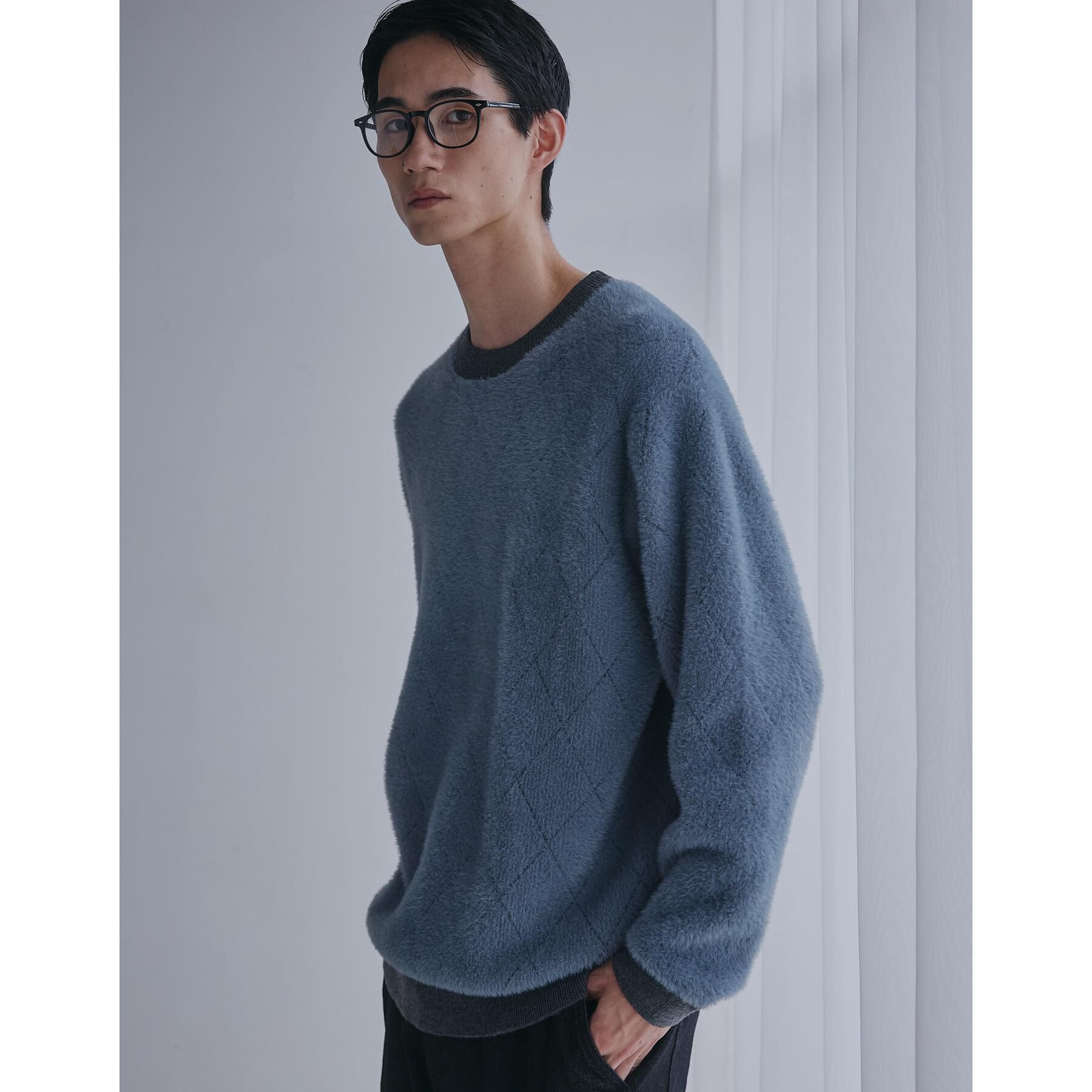 THE SHOP TK「【ふんわり心地いい肌触り】　ダイヤ柄シャギーニット」|ニット・セーター|