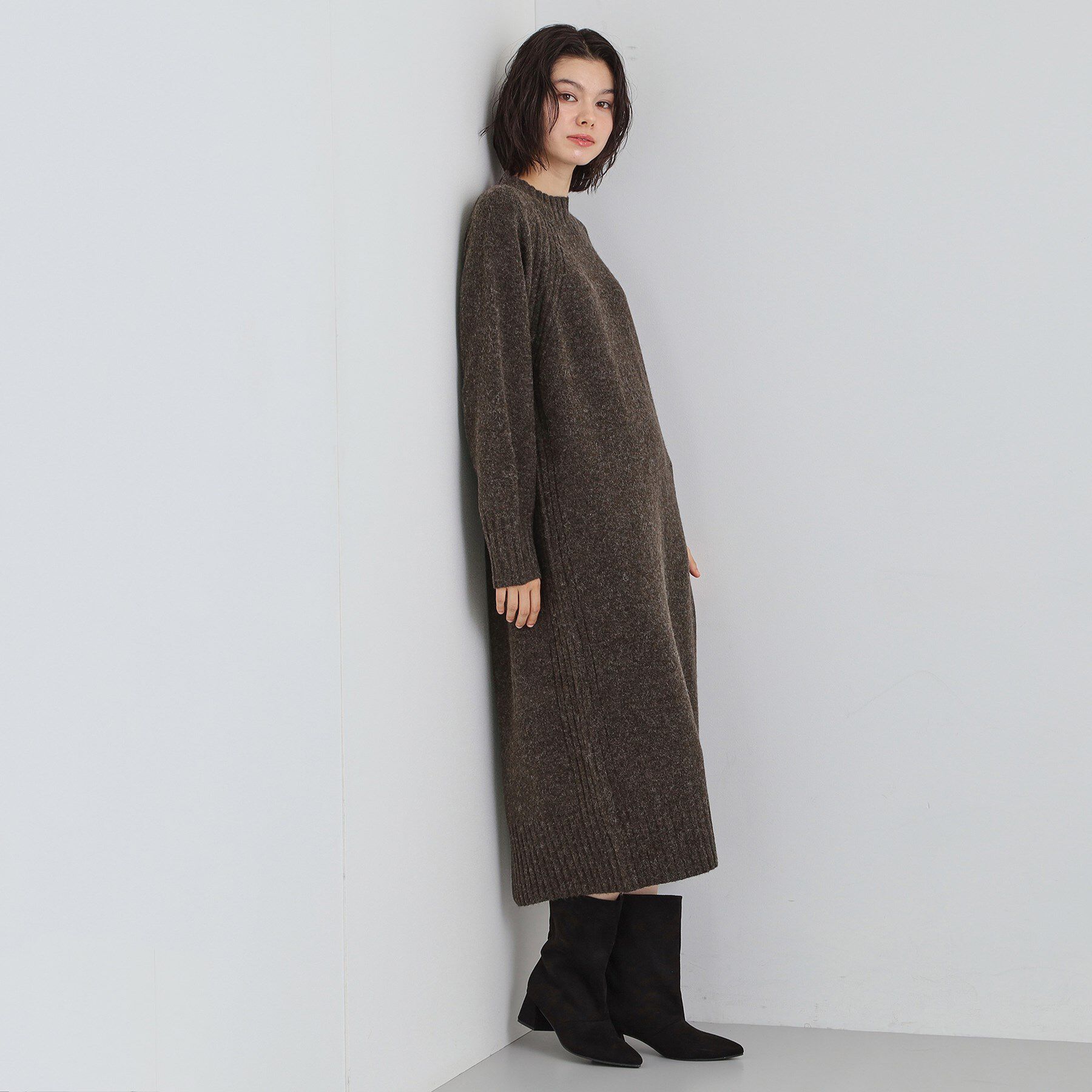 THE SHOP TK「ウール混杢調ハイネックワンピース」|ワンピース|