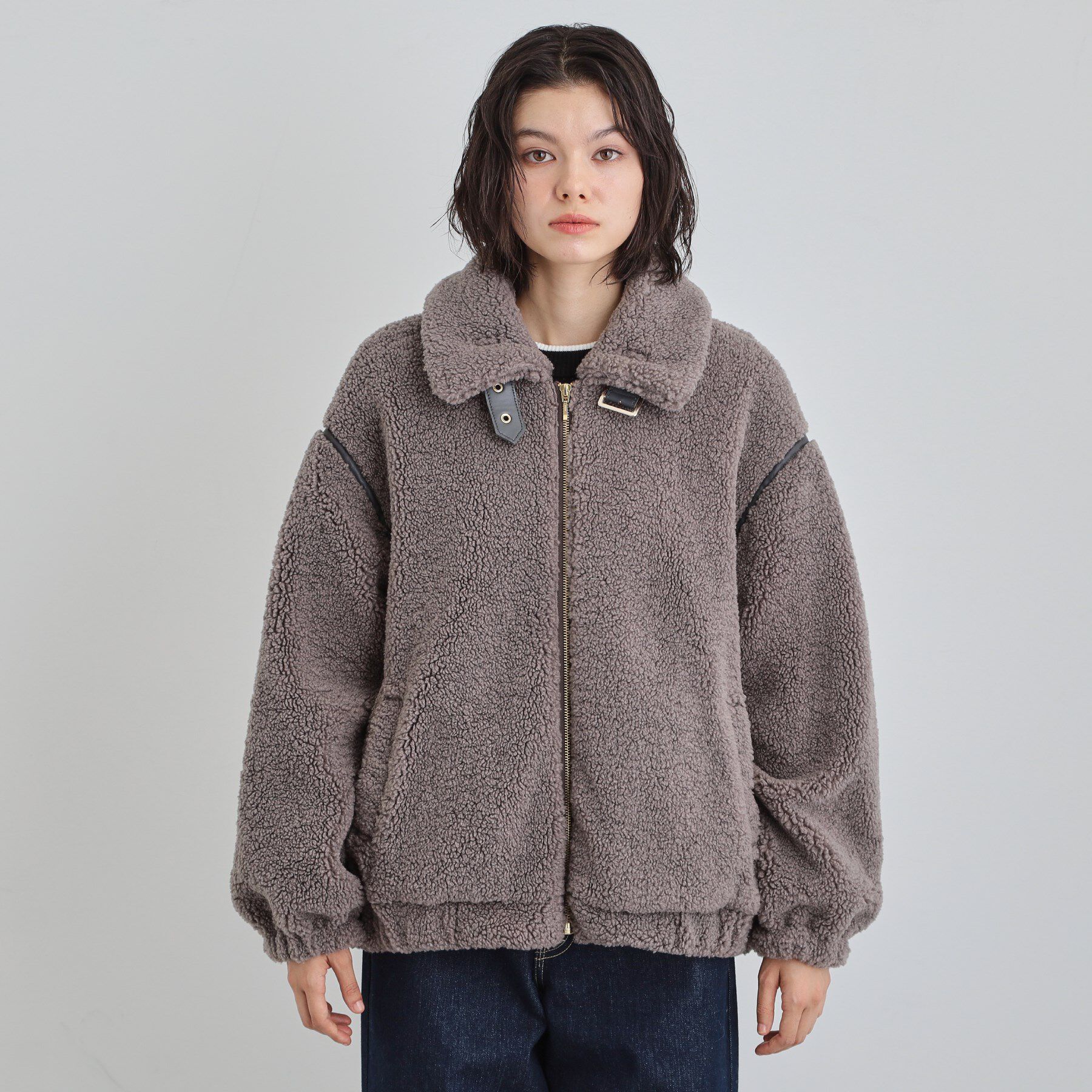 THE SHOP TK「マシュマロタッチ ボアボンバージャケット」|ブルゾン・スタジャン|
