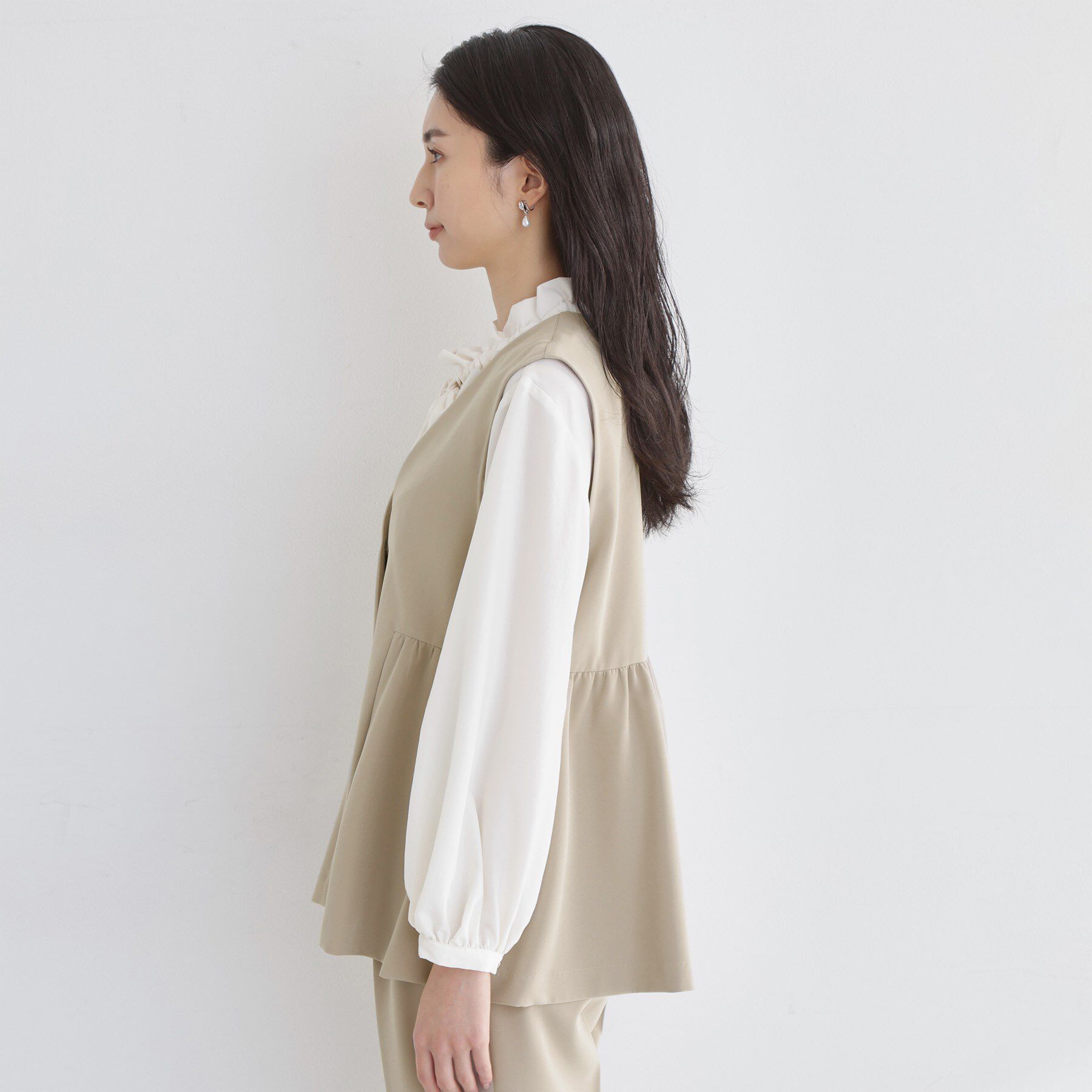 THE SHOP TK「【通勤・きちんと見えに】ダブルクロス ペプラムジレ/セットアップ可」|ベスト・ジレ|