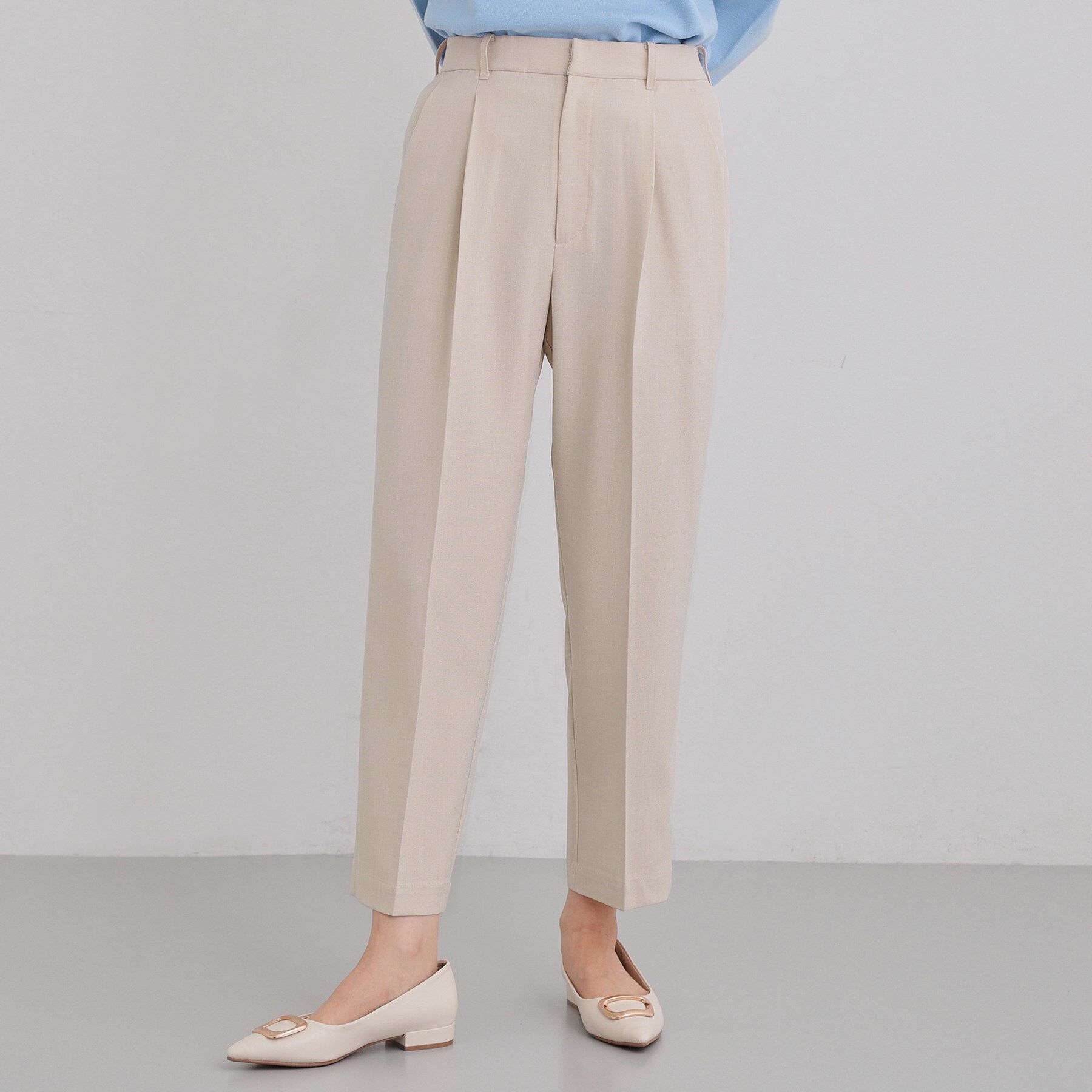 THE SHOP TK「【通勤にもデイリーにも】CAVIAN ベーシックテーパードパンツ/セットアップ可」|その他|ライトベージュ(05