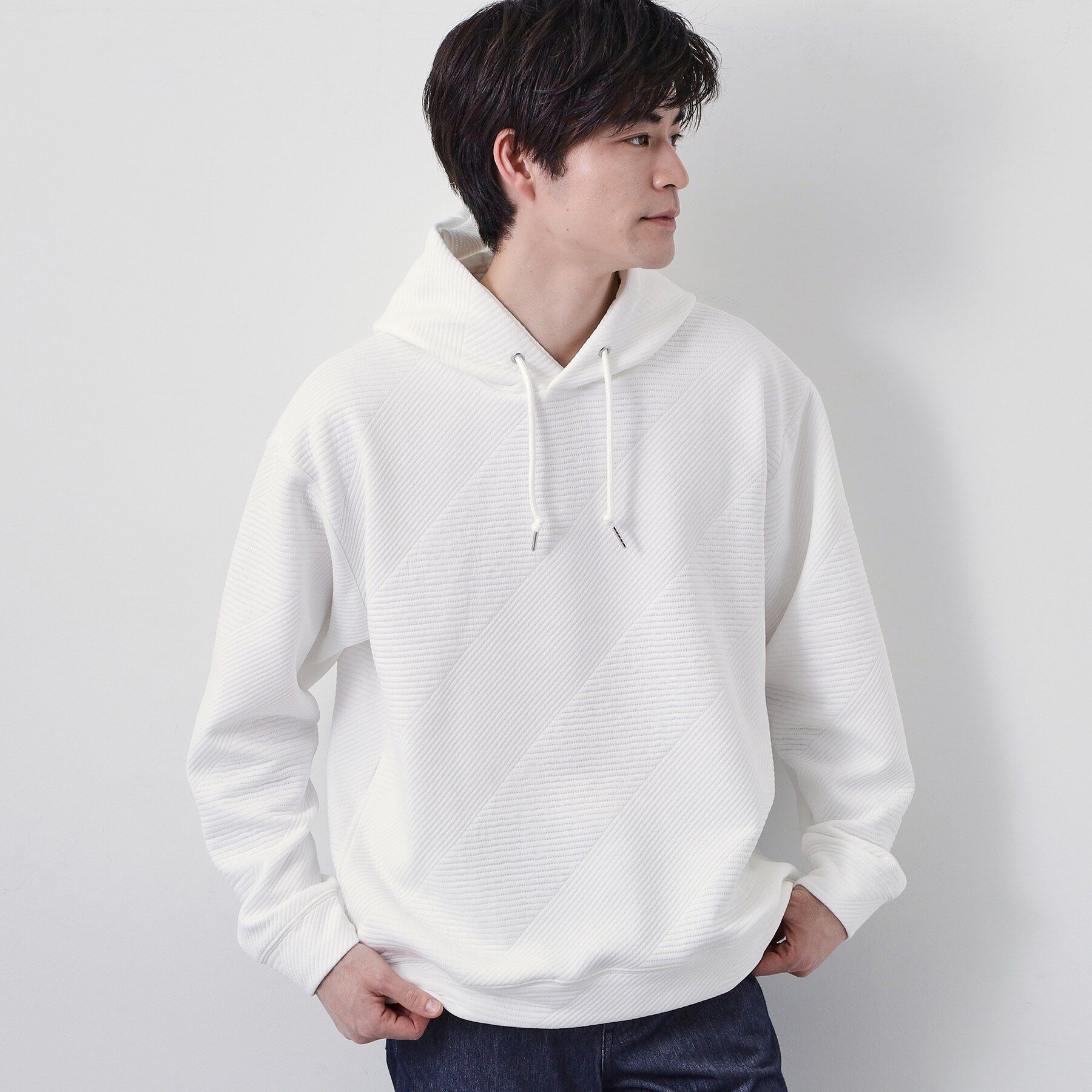 THE SHOP TK「【さりげない表情が、品よく映える。】ふくれジャカードパーカ」|パーカー|オフホワイト(003
