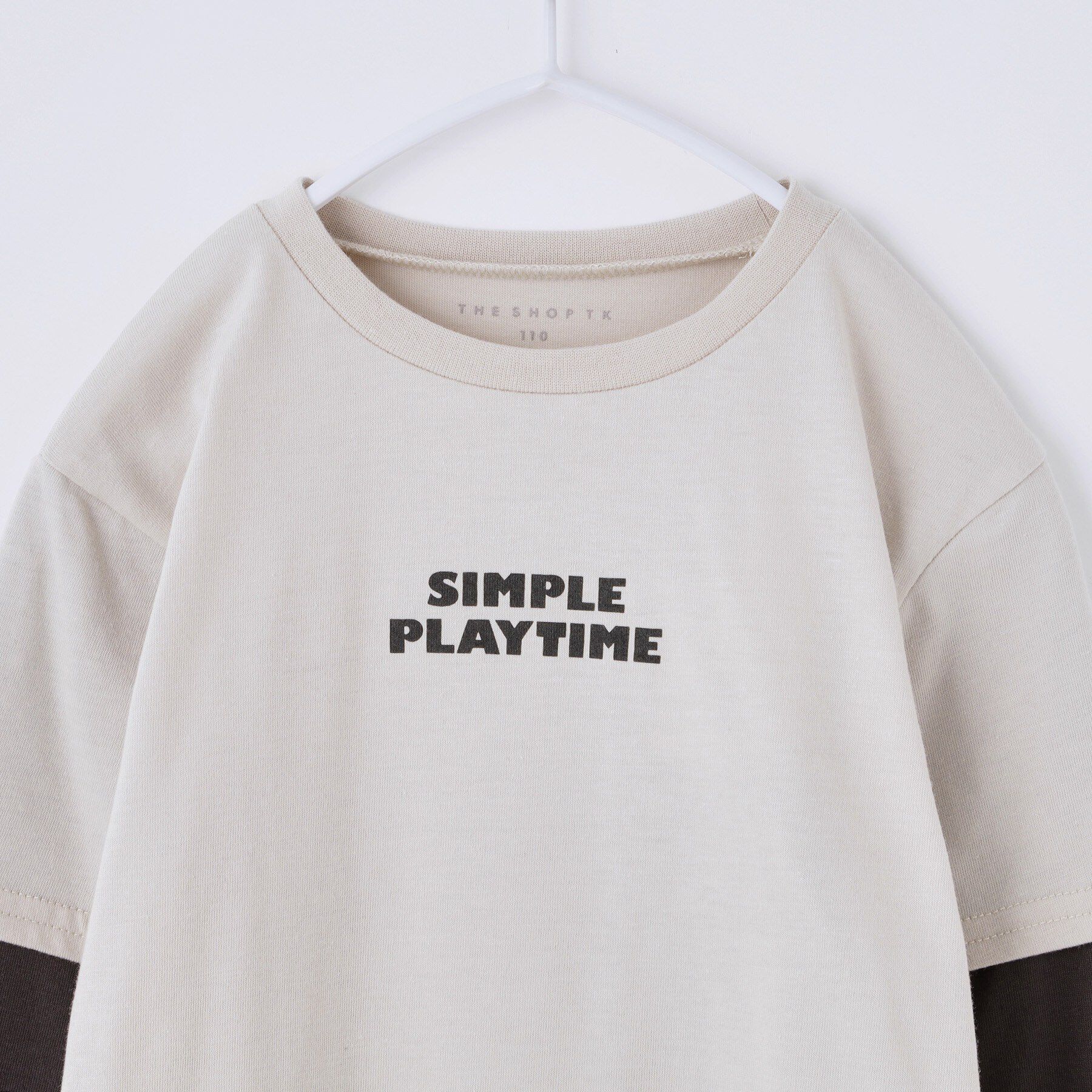 THE SHOP TK「【110-160】袖レイヤード長袖迷彩アップリケ」|Tシャツ・カットソー|