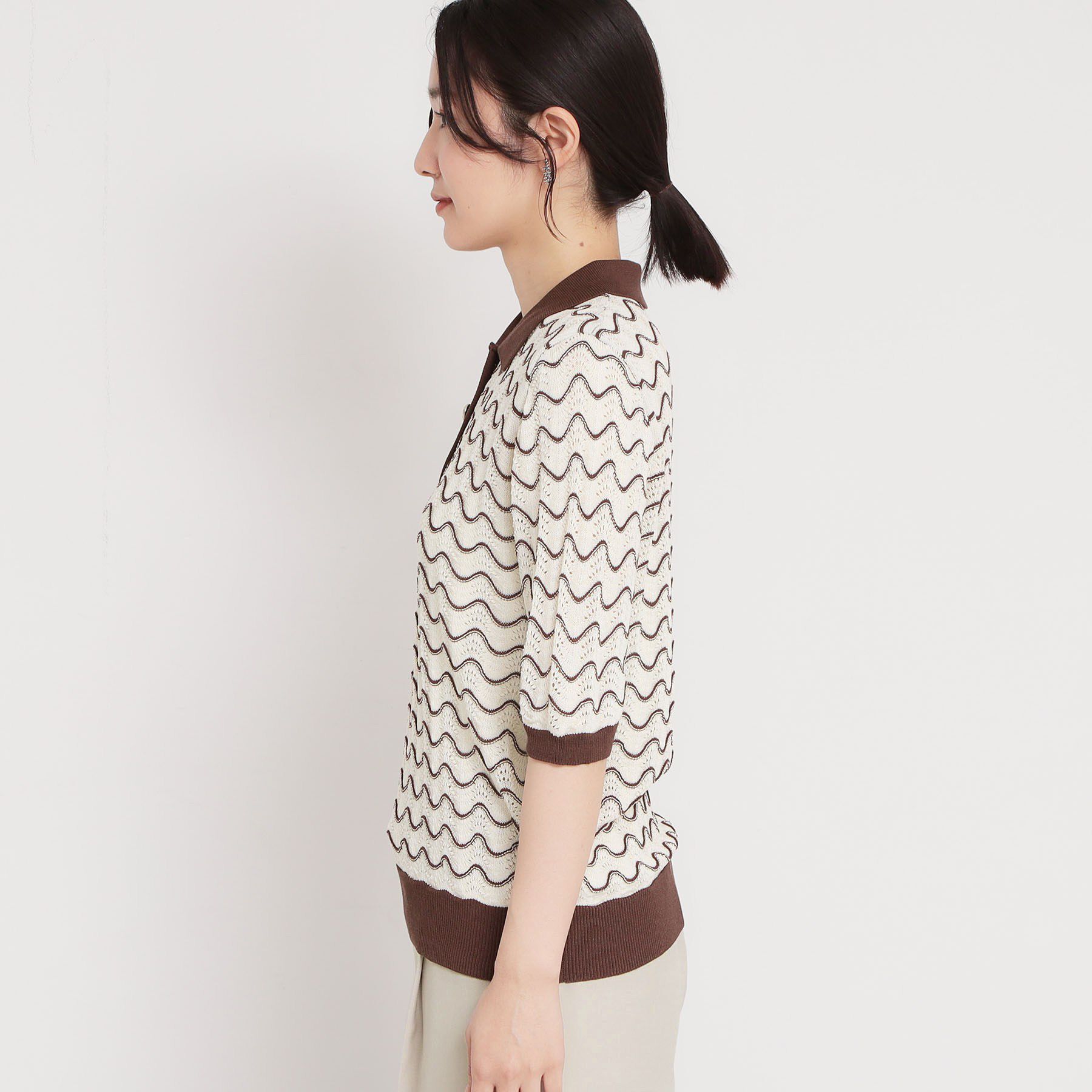 THE SHOP TK「【さらさらタッチ】ジャカードポロニット」|ニット・セーター|