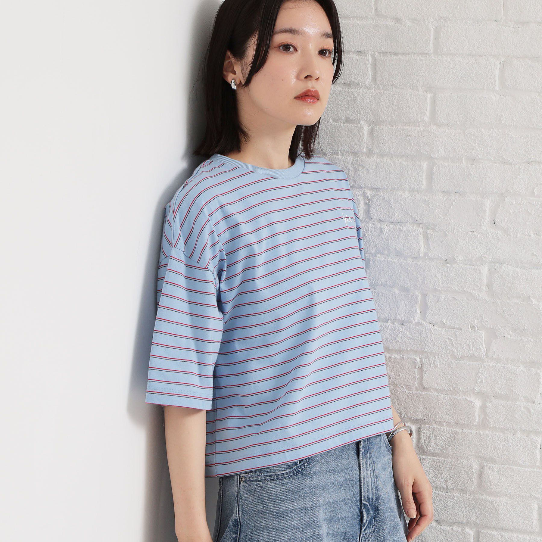 THE SHOP TK「ワンポイント刺繍マルチボーダーTee」|Tシャツ・カットソー|