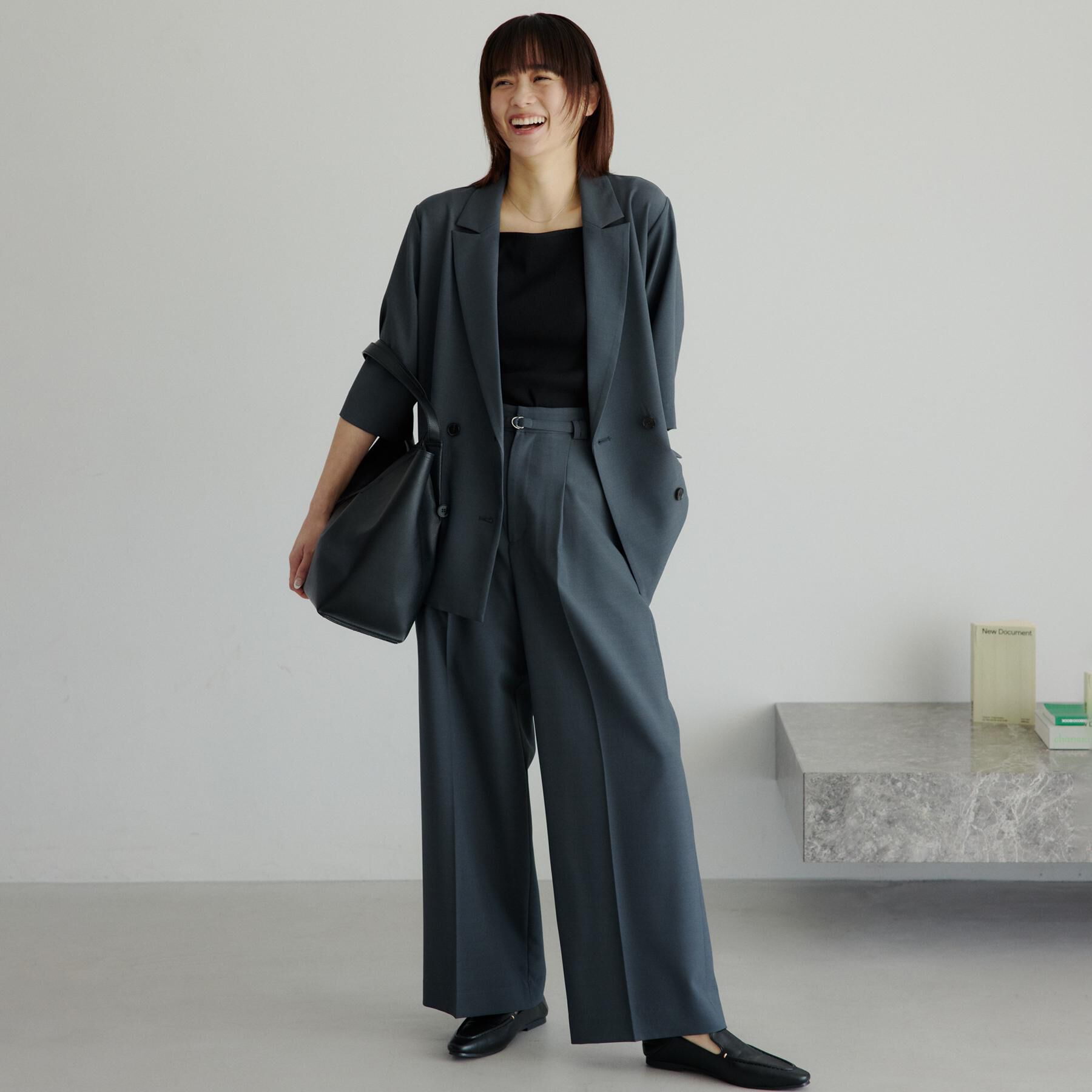 THE SHOP TK「【セットアップ可】麻調ダブルブレスト 6分袖ジャケット」|テーラードジャケット|