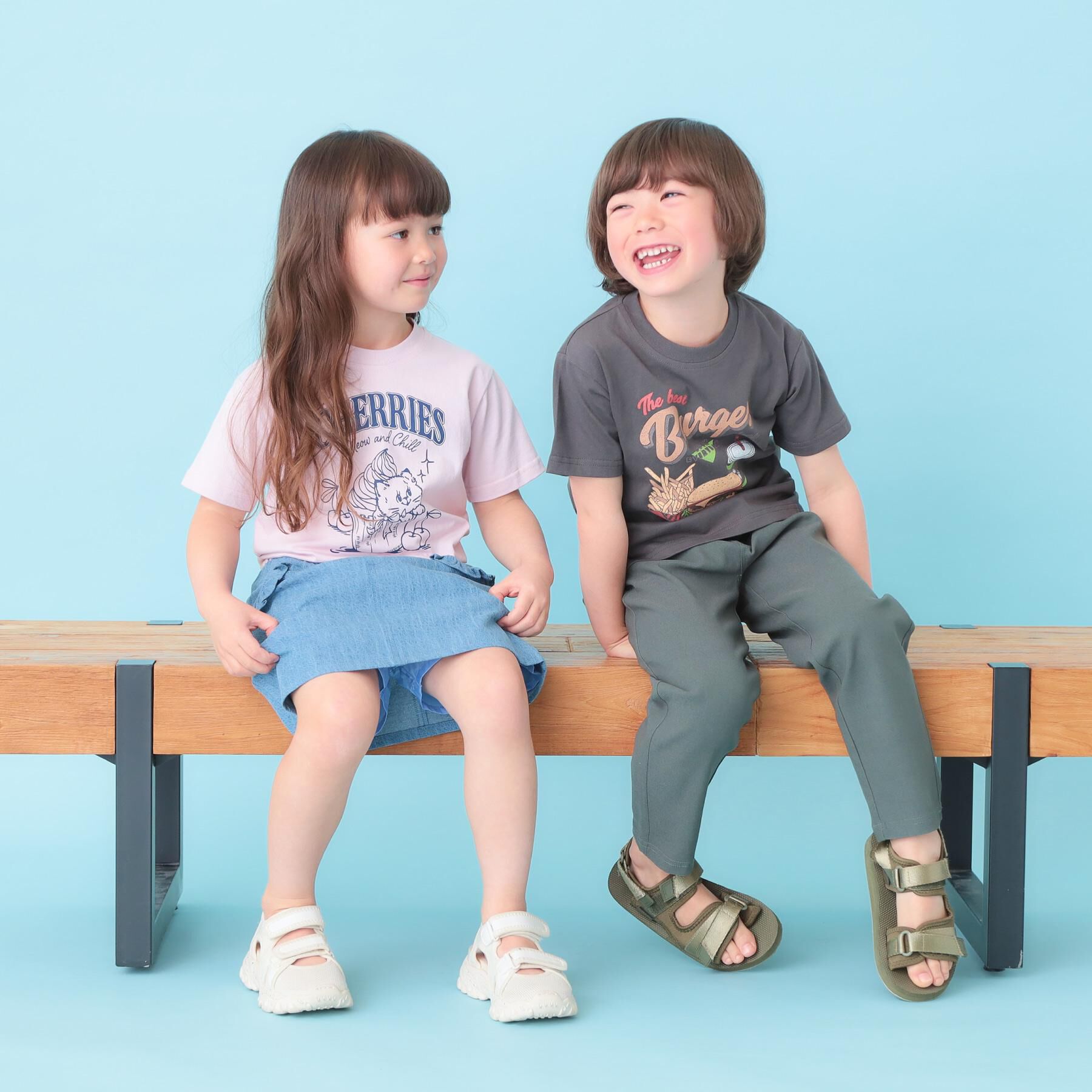 THE SHOP TK「天竺アソート アメカジプリント 半袖Tシャツ ロゴ・キャット・ハンバーガー」|Tシャツ・カットソー|