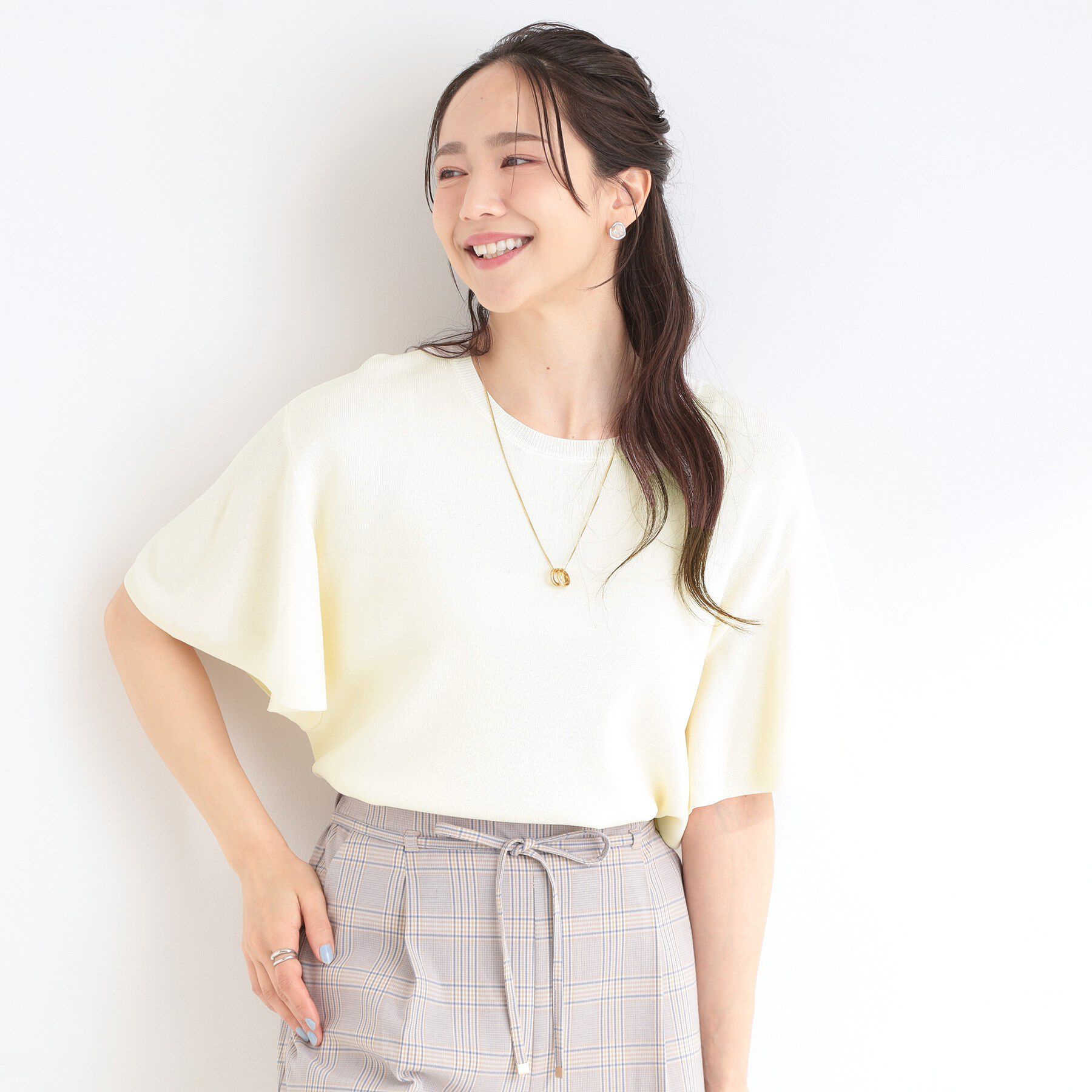 SHOO･LA･RUE「【S-LL】二の腕はカバーして魅せる フレアスリーブニット」|ニット・セーター|