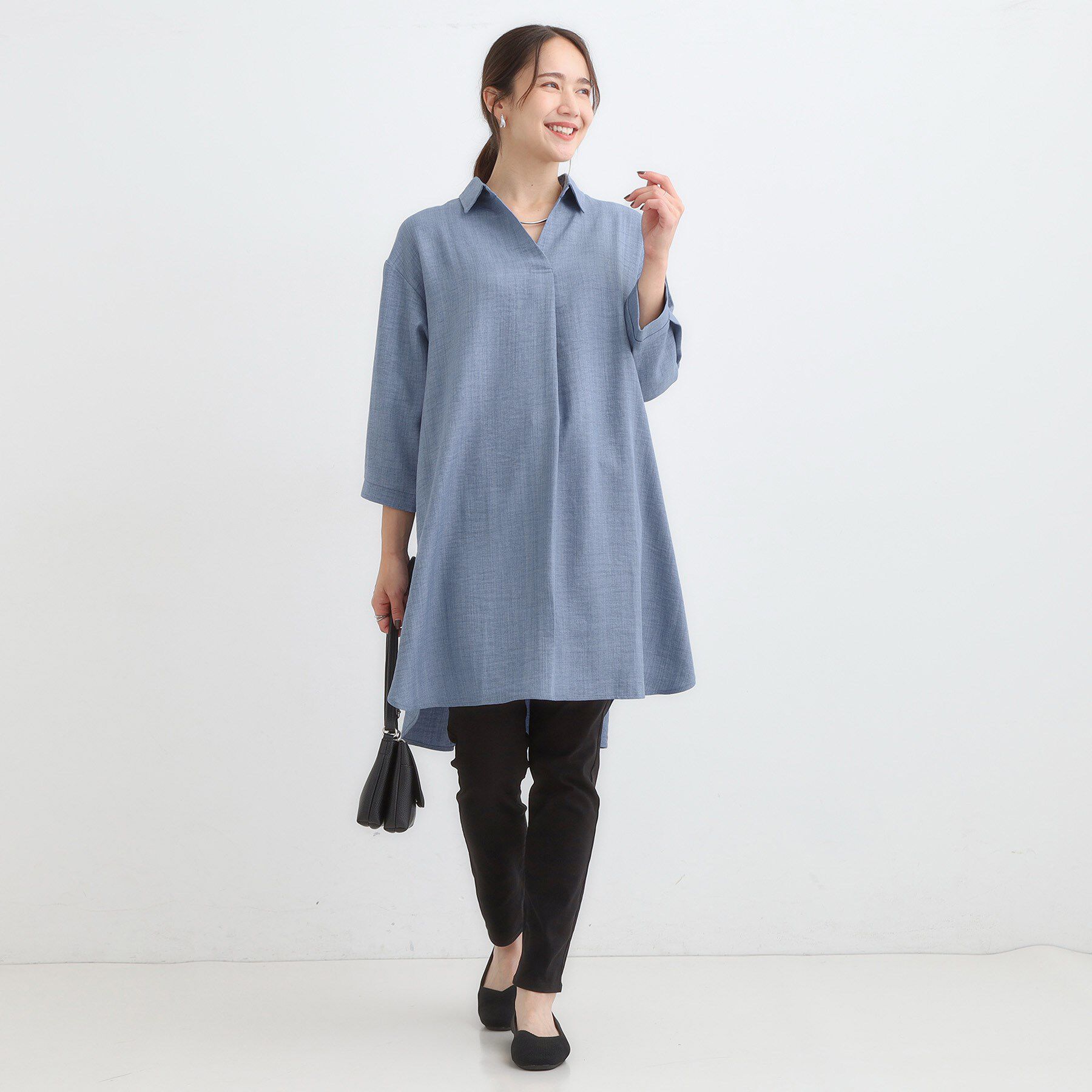 SHOO･LA･RUE「【S-LL/体型カバー】さらっとしたタッチが魅力 デニムライクチュニック」|チュニック|