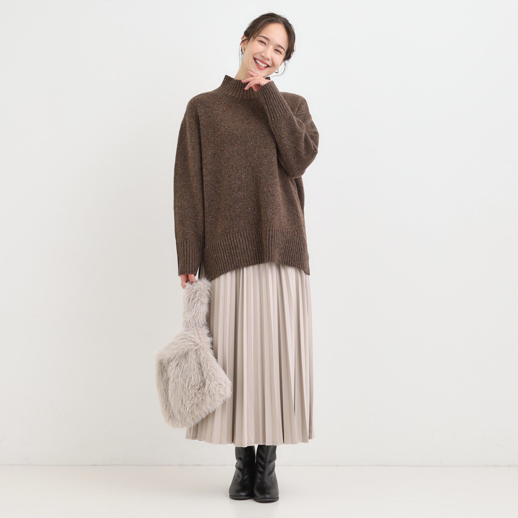 SHOO･LA･RUE「【S-LL】ゆるシルエットな メランジタートルニット」|ニット・セーター|