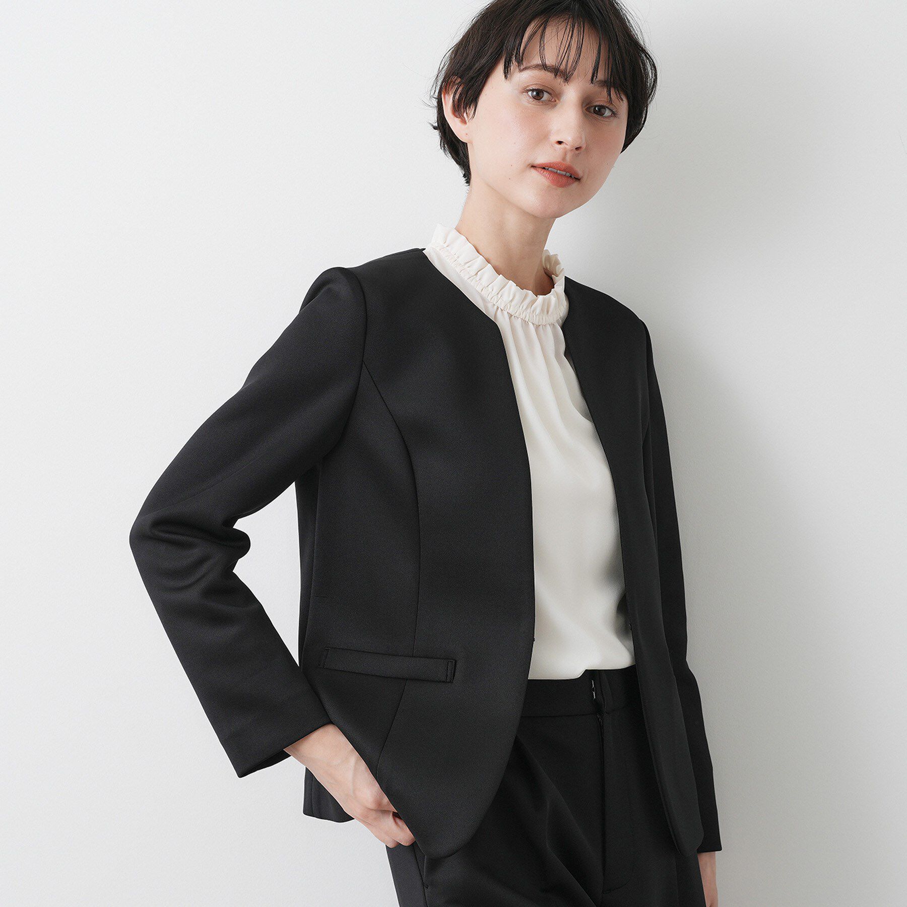 Dessin「【通勤/セットアップ可能】ソフトボンディングジャケット」|ノーカラージャケット|