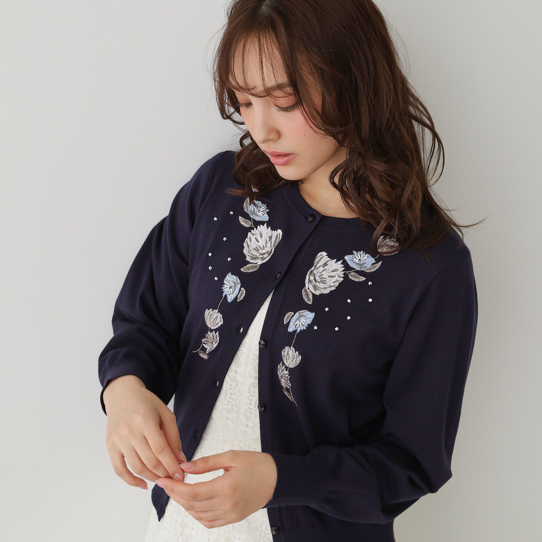SunaUna「【SS～Lサイズ展開／フラワー刺繍】クラフトカーディガン」|カーディガン|