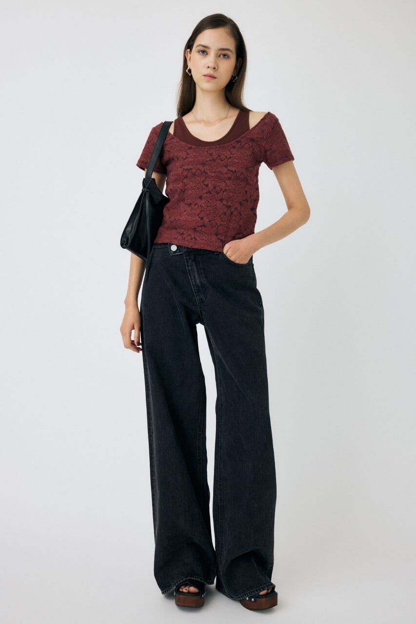 MOUSSY「CROSS WAIST WIDE STRAIGHT」|デニム|