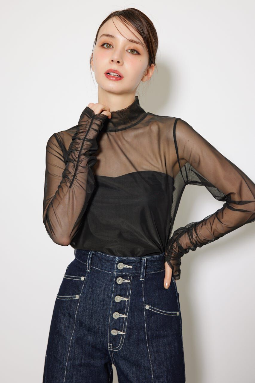 rienda「2WAYスリーブギャザーシアートップス」|Tシャツ・カットソー|