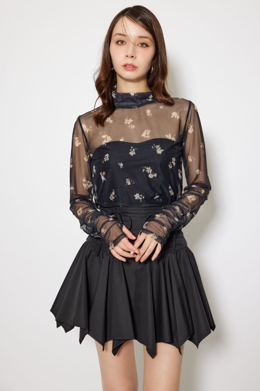 rienda「2WAYスリーブギャザーシアートップス」|Tシャツ・カットソー|