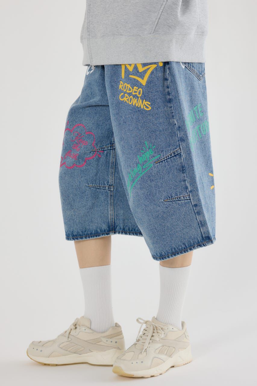 RODEO CROWNS「ラクガキバミューダデニムパンツ」|デニム|