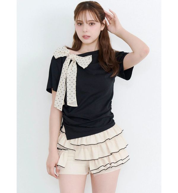 CALNAMUR「リボン付きTシャツ」|Tシャツ・カットソー|