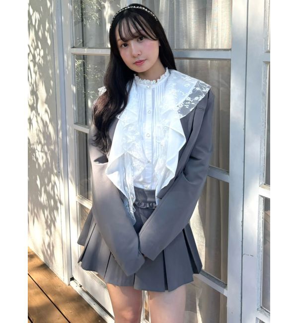 CALNAMUR「レースフリル2WAYショートジャケット」|テーラードジャケット|