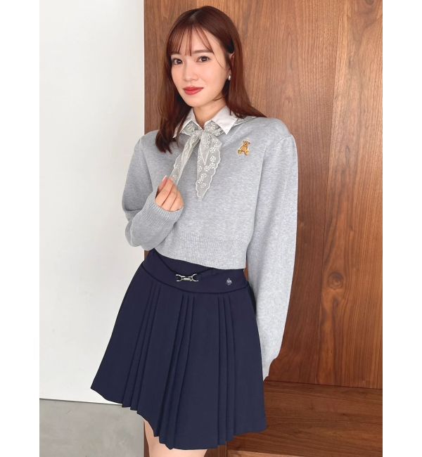 dazzlin「【POLO BCSコラボ】レーススカーフベア刺繍ニットトップス」|ニット・セーター|グレー