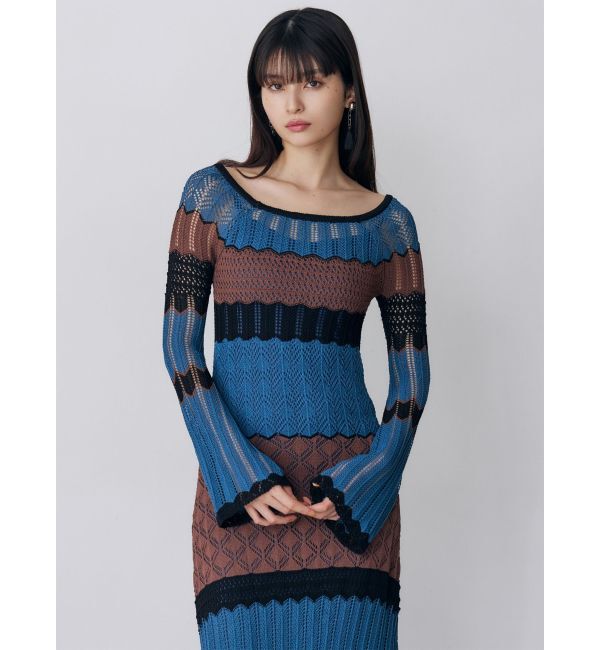 MURUA「バイカラークロシェニットワンピース」|ワンピース|