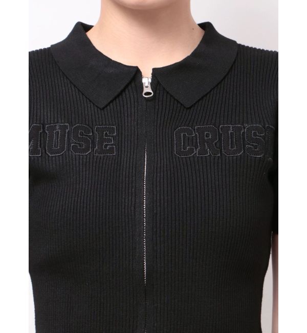 EVRIS「Embroidery ZIP ニットトップス」|ニット・セーター|
