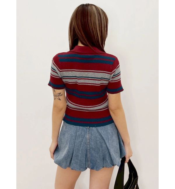 EVRIS「Embroidery ZIP ニットトップス」|ニット・セーター|