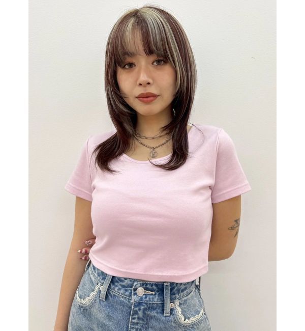 EVRIS「BASICシンプルショートTシャツ」|Tシャツ・カットソー|ピンク