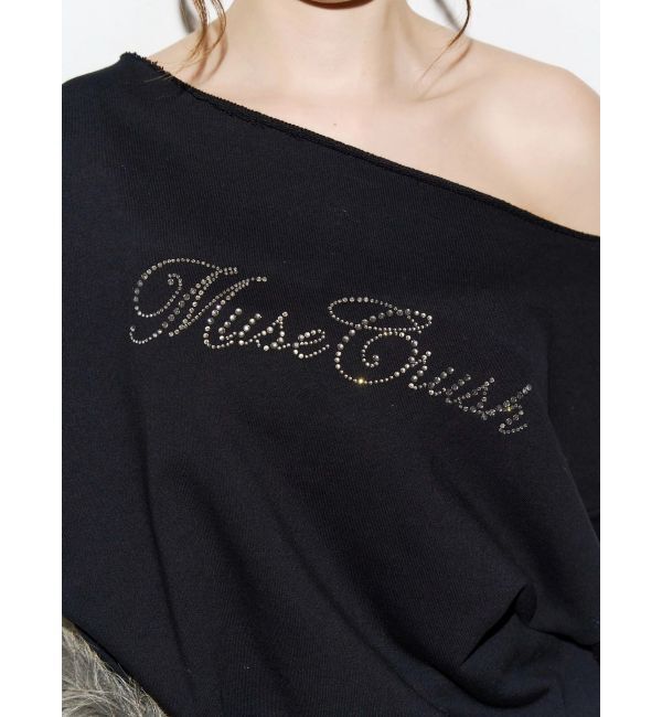EVRIS「ラインストーンワンショルスウェットトップス」|Tシャツ・カットソー|