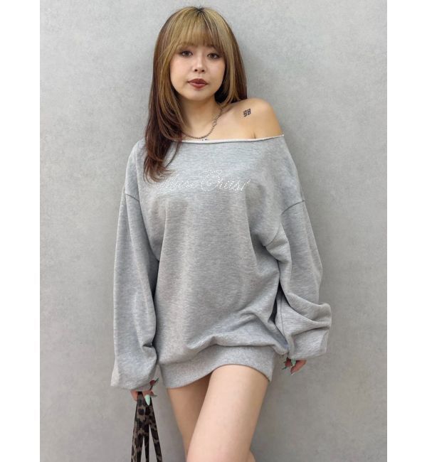 EVRIS「ラインストーンワンショルスウェットトップス」|Tシャツ・カットソー|