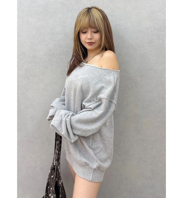 EVRIS「ラインストーンワンショルスウェットトップス」|Tシャツ・カットソー|