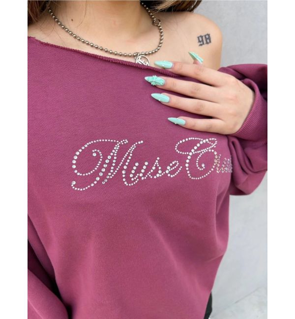 EVRIS「ラインストーンワンショルスウェットトップス」|Tシャツ・カットソー|