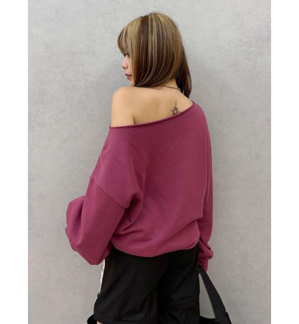 EVRIS「ラインストーンワンショルスウェットトップス」|Tシャツ・カットソー|
