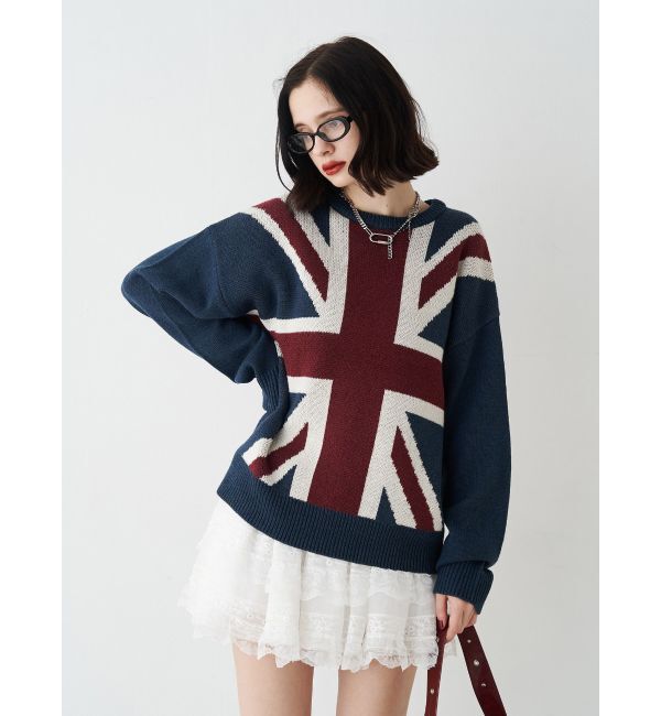 jouetie「UnionJackジャガードルーズニット」|ニット・セーター|