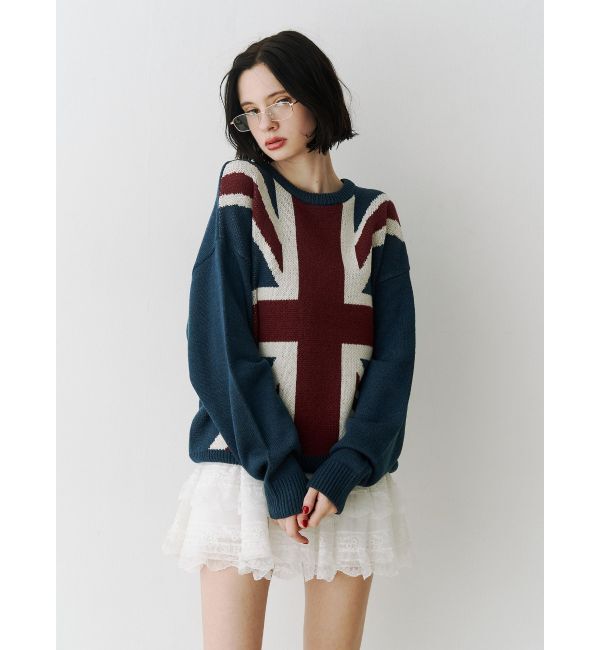 jouetie「UnionJackジャガードルーズニット」|ニット・セーター|