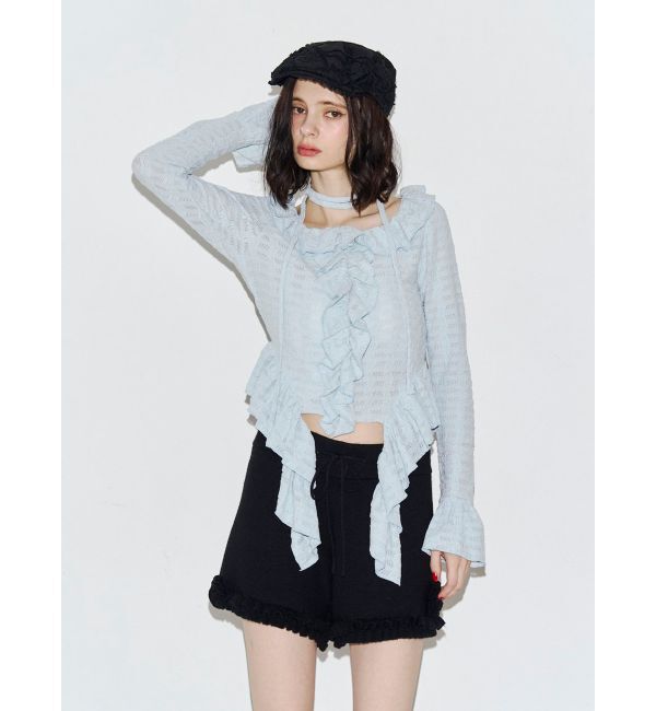 jouetie「ラッフルフリルシアーカットソー」|Tシャツ・カットソー|ブルー