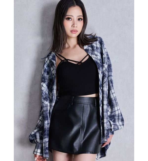 GYDA「processing checkered print looseシャツ」|シャツ・ブラウス|