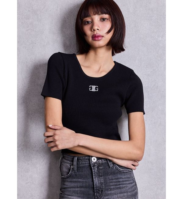 GYDA「symmetry GYDAプレートハーフスリーブニットTOPS」|ニット・セーター|