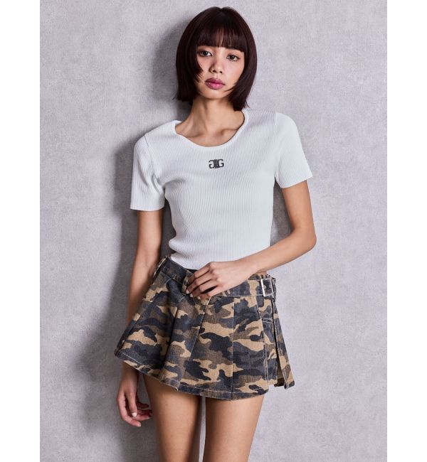 GYDA「symmetry GYDAプレートハーフスリーブニットTOPS」|ニット・セーター|
