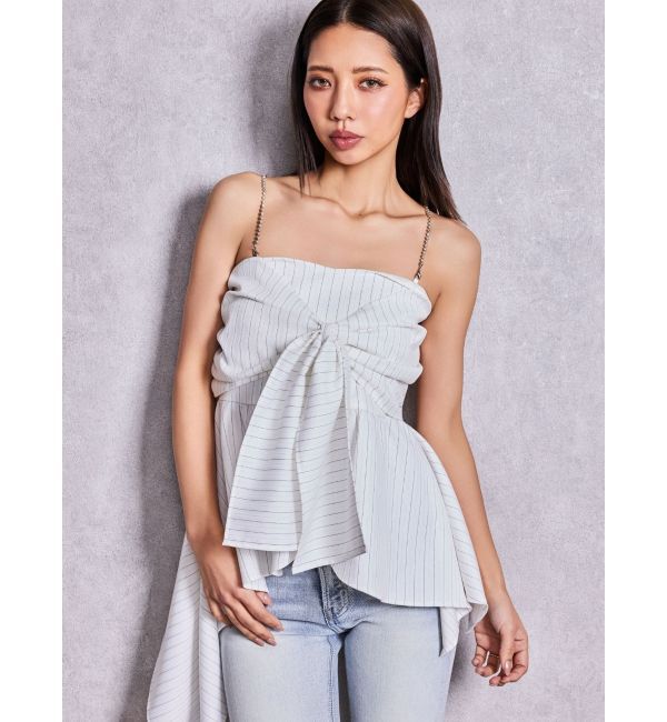 GYDA「HEM designリボンブラウス」|シャツ・ブラウス|オフホワイト