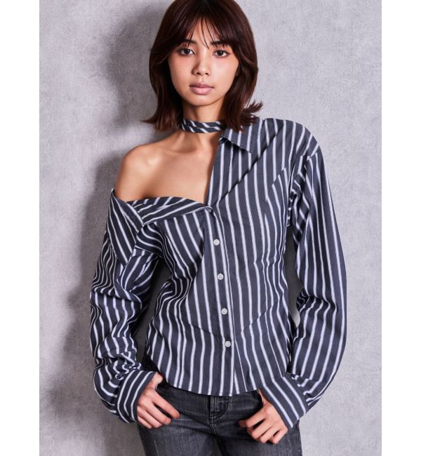 GYDA「asymmetry chokerシャツ」|シャツ・ブラウス|ミックス