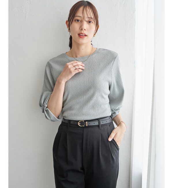 IKKA LOUNGE「ジャガードホイップスリーブプルオーバー」|Tシャツ・カットソー|ミントグリーン