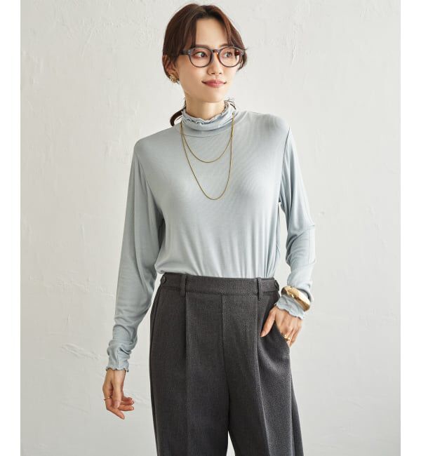 ikka「ハイネックテレコ長袖プルオーバー」|Tシャツ・カットソー|