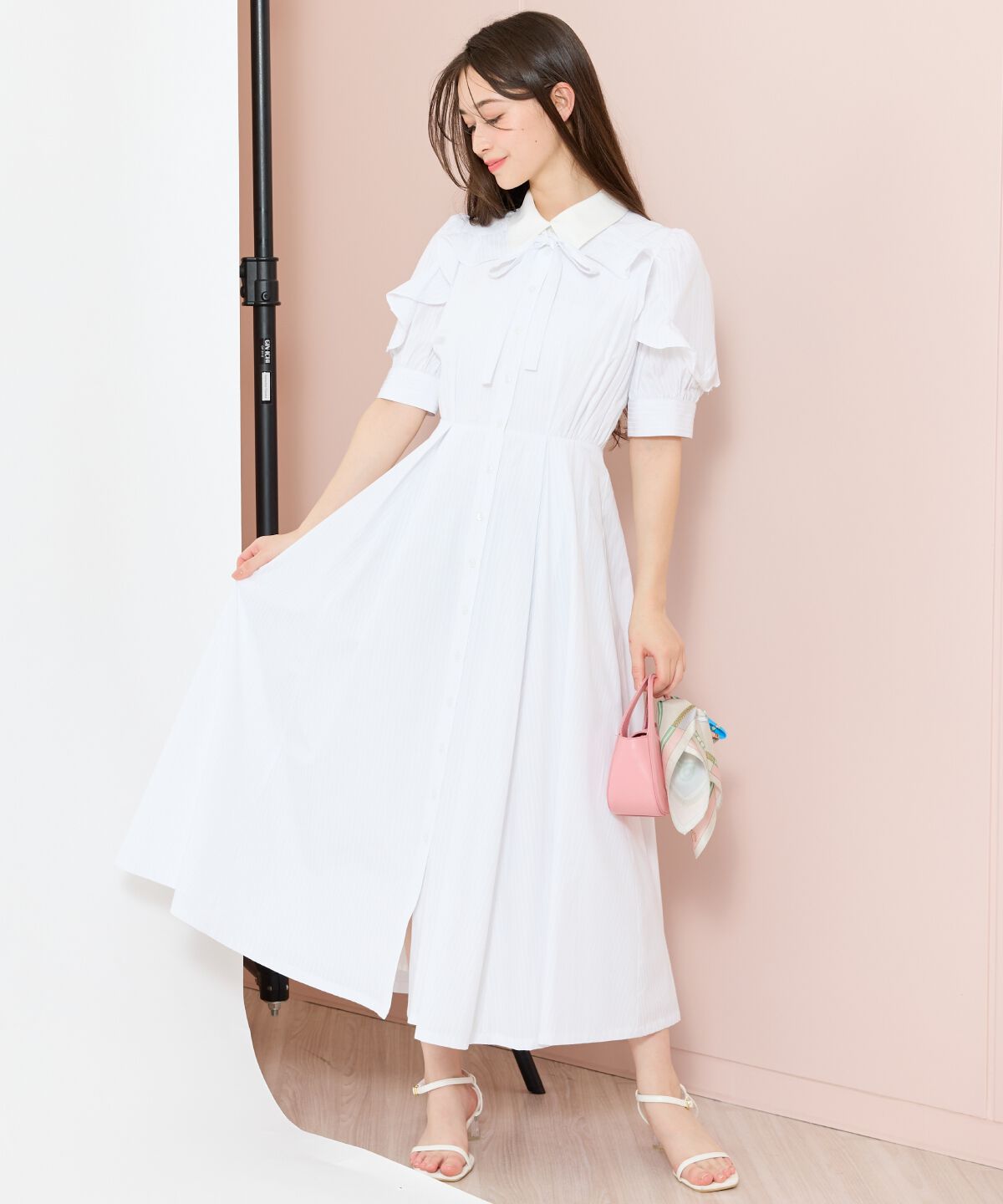 WILLSELECTION「ラッフルパフスリーブシャツワンピース」|ワンピース|