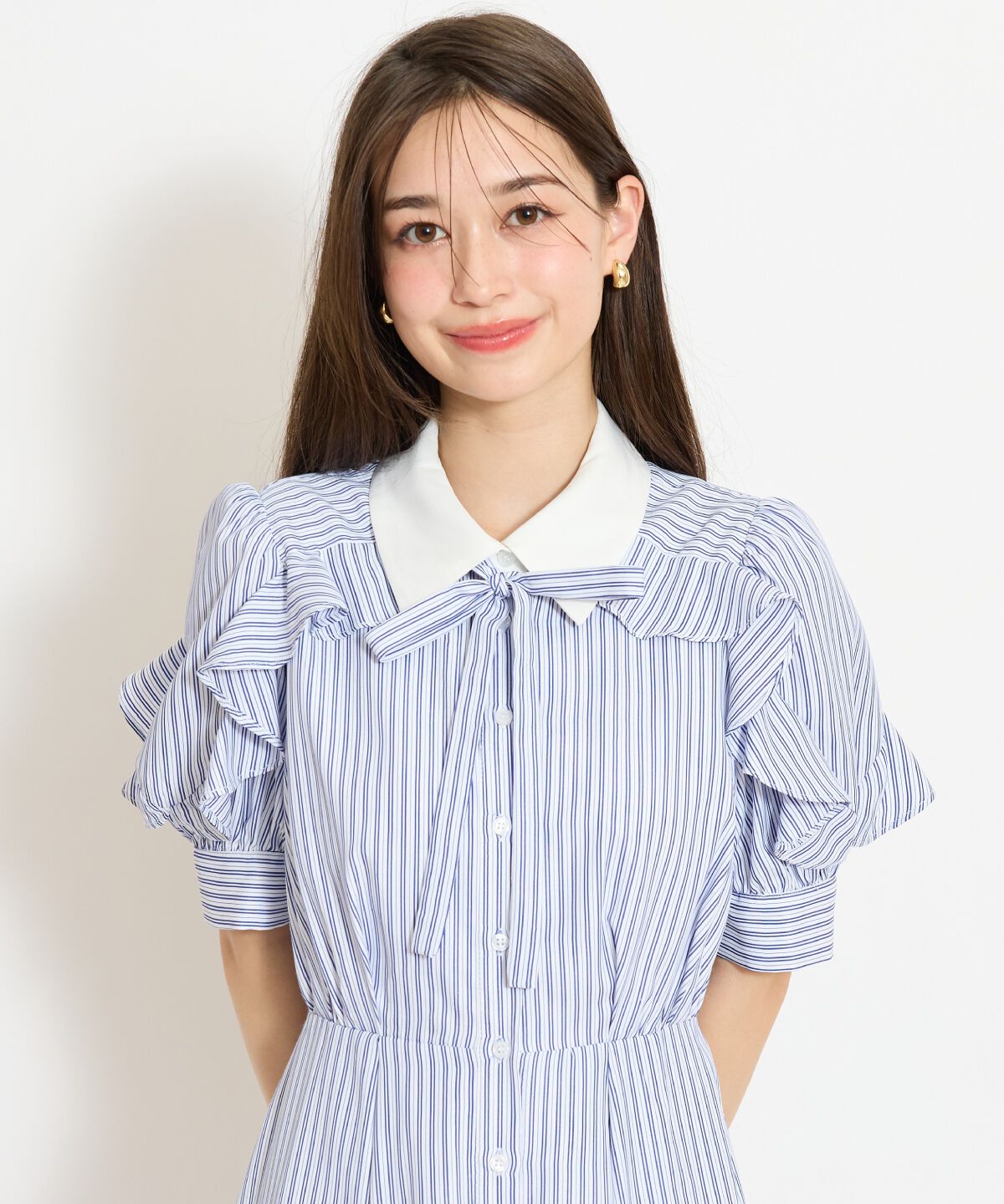 WILLSELECTION「ラッフルパフスリーブシャツワンピース」|ワンピース|