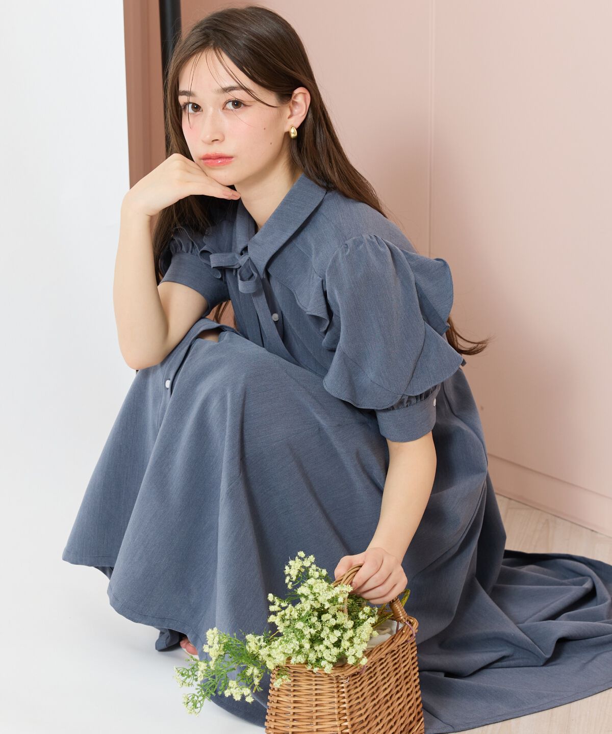 WILLSELECTION「ラッフルパフスリーブシャツワンピース」|ワンピース|