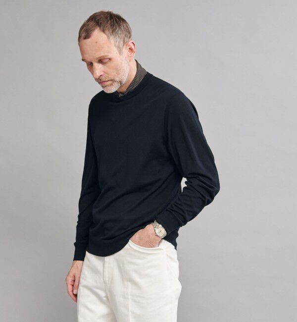 UNITED ARROWS「＜SOVEREIGN＞ハイゲージ クルーネックニット」|ニット・セーター|BLACK
