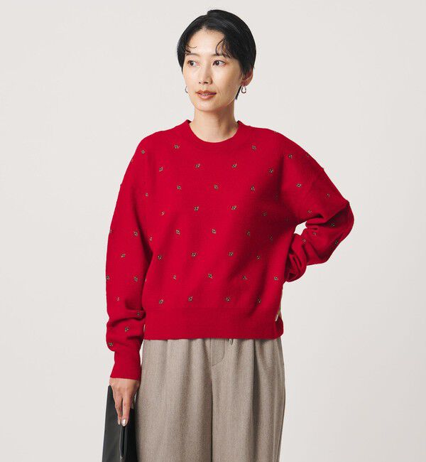 UNITED ARROWS「エンブロイダリー クルーネック ニット」|ニット・セーター|